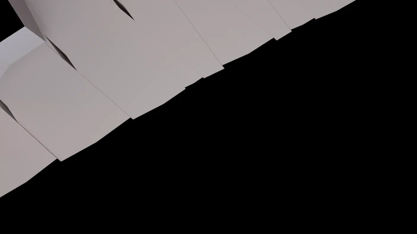 A circular wire fan guard seen from just above and outside the machine — concentric rings and radial spokes, blades and warm interior light behind it — with flat black sky filling the top third of the frame.