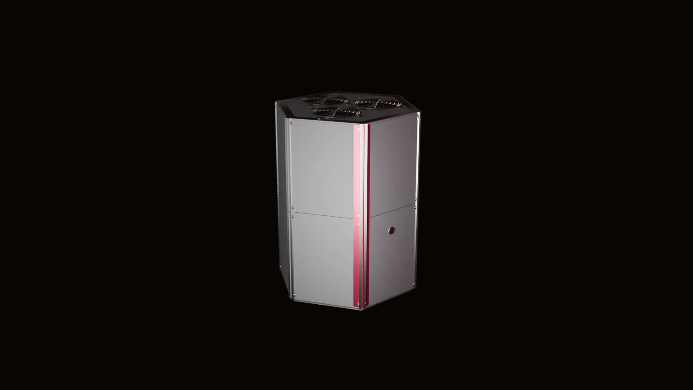 The machine's design seen from the exploded camera, closed, before it comes apart.