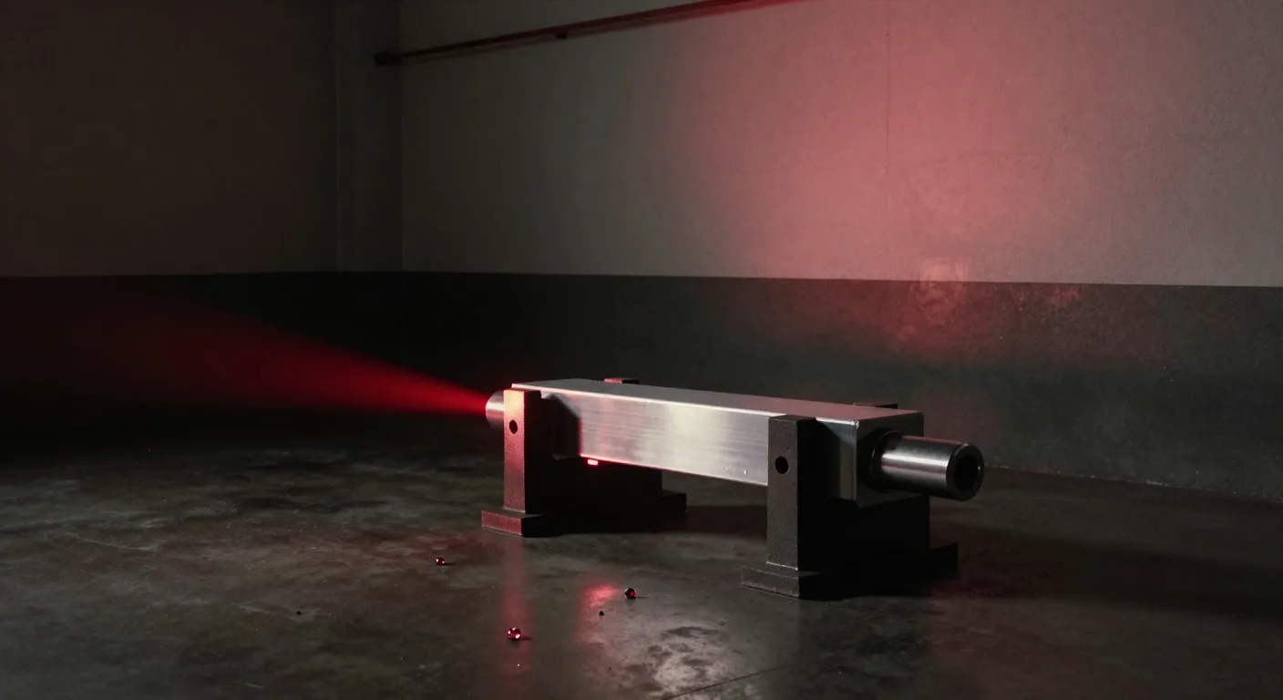 A closed aluminium chassis lying flat on a dark surface, one fine seam running the length of its lid, two precision drivers laid alongside.