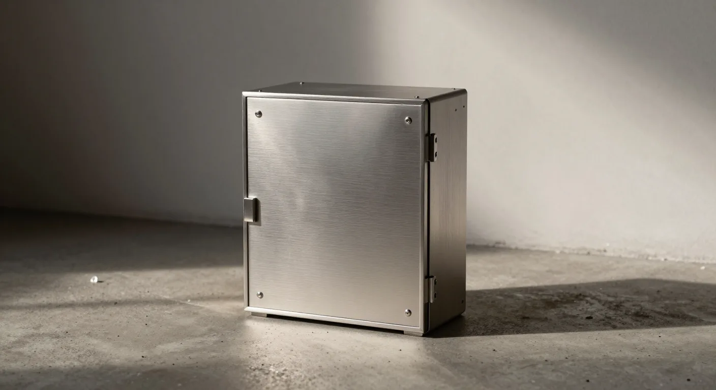 The machine installed on its frame in a plain concrete room, the floor swept and nothing else in the room.