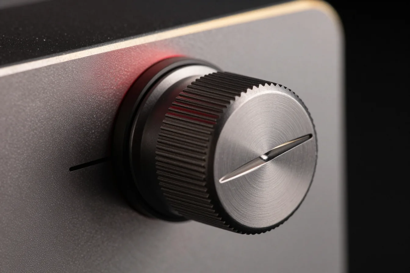 A heavy industrial toggle switch on a metal panel, thrown to the off position.
